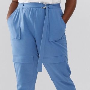 Blue Utility Jogger with Belt